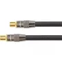 SAT-Antennenkabel, IEC/Koax-Stecker auf Buchse, vergoldet, Schirmungsmaß 120 dB, 75 Ohm, Nylongeflecht schwarz, 30 m, PYTHON® Serie (GC-M2020)