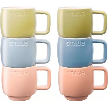 Keramiktassen Staub Set mit 6 Stück Mehrfarbig 100 ml - 6-teiliges Tee-/Espressotassenset