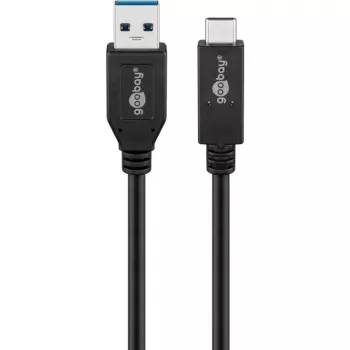 Wentronic goobay - USB Kabel - USB-C (M) to USB Type A (M) - USB 3,1 Gen 2 3 A - 50cm - Round - Schwarz (41073)