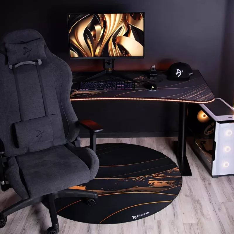 Bodenschutzmatte Arozzi Zona Round Floor Pad – Schwarz/Gold, runde Schutzmatte für Fußböden