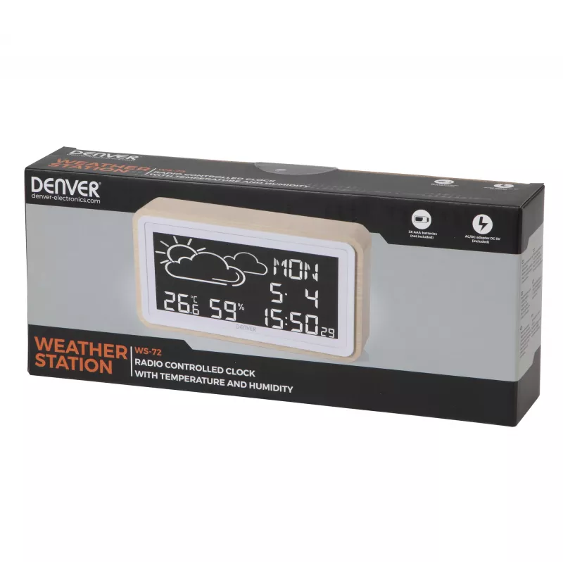 Digitale Wetterstation Denver WS-72 Holz LCD DC/Batterie