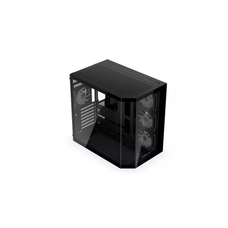 PC-Tower-Gehäuse KRUX Empero KRXD010, ATX, schwarz – unterstützt GPUs bis zu 420 mm, CPU-Kühler bis zu 155 mm, 2x 3,5 Zoll + 3x 2,5 Zoll Einschübe