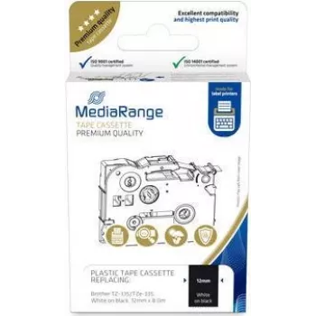 MediaRange Kunststoffbandkassette Brother TZ-335 12mm 8m weiß auf schwarz
