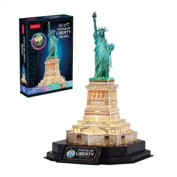 3D Puzzle CubicFun 306-L536H LED Freiheitsstatue Nacht Edition — Modellbausatz mit LED-Beleuchtung