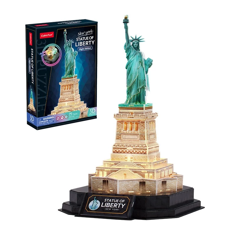 3D Puzzle CubicFun 306-L536H LED Freiheitsstatue Nacht Edition — Modellbausatz mit LED-Beleuchtung