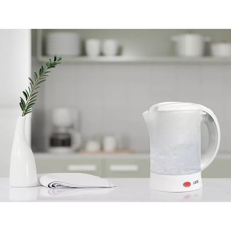 Elektrischer Wasserkocher LAFE LAFCZA45865, Edelstahl, 0,6 L, 600 W, hellgrau, klappbarer Verriegelungsdeckel