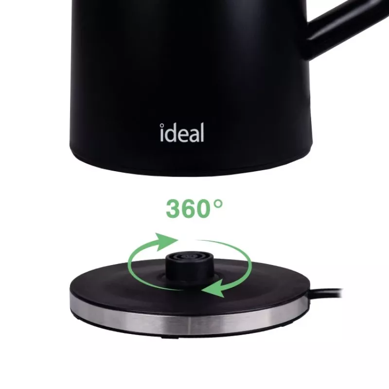 IDEAL Wasserkocher 1,7 l, Stahlgehäuse, Leistung 1500 W, schwarz