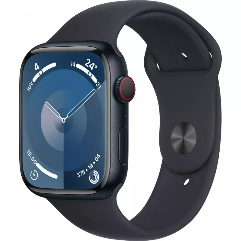 APPLE Watch Series 9 GPS + Cellular 45 mm Mitternacht Aluminiumgehäuse mit mitternachtfarbenem Sportarmband – M/L (MRMD3QF/A)