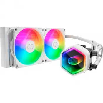 Flüssig-CPU-Kühler Cooler Master MasterLiquid 240 Core II Weiß — 240 mm, 2x 120 mm Lüfter (650–1750 RPM), Gleitlager