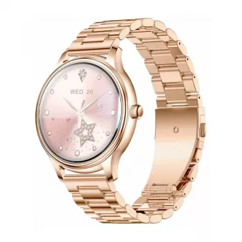 Smartwatch Colmi L28 mit goldenem Gehäuse und goldenem Edelstahlarmband