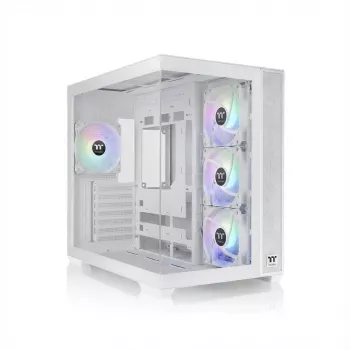 Computergehäuse THERMALTAKE Midi S380 TG ARGB Snow White — gehärtetes Glas, ARGB-Beleuchtung