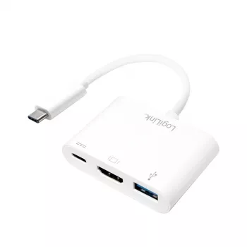 LogiLink 0,14m 2xUSB-C HDMI USB A Weiß