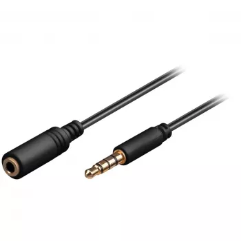 Wentronic Goobay 3,5mm-Klinken-Verlängerungskabel, Schwarz, 3 m - 3,5 mm Klinkenstecker (4-polig, Stereo) > 3,5 mm Klinkenbuchse (4-polig, Stereo) (62480)