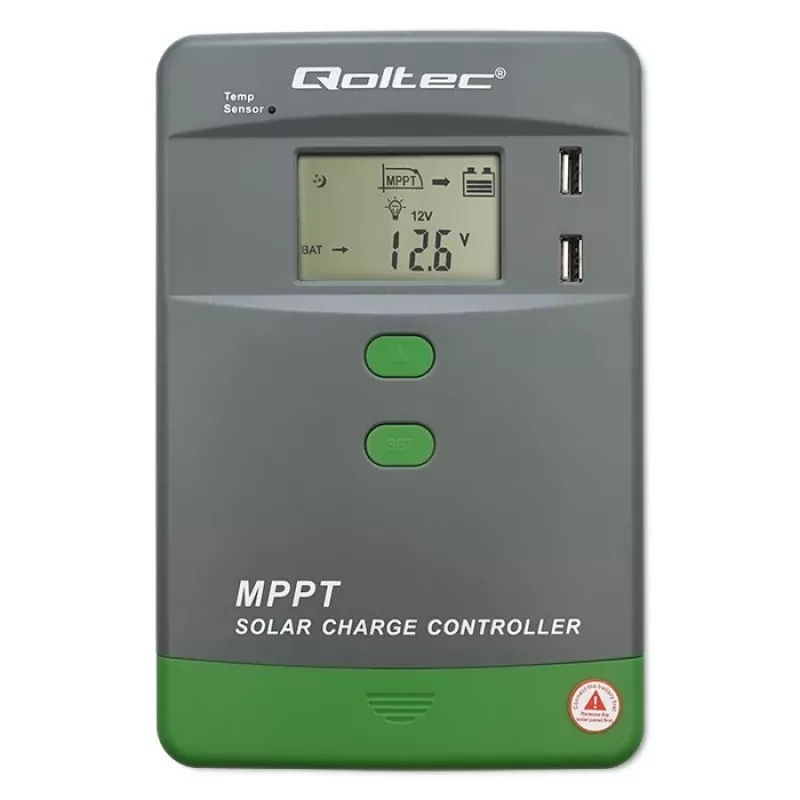 Solar-MPPT-Laderegler QOLTEC 40A 12V/24V mit LCD-Anzeige