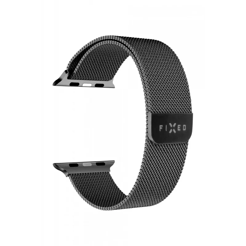 Mesh-Armband Ersatz für Apple Watch von FIXED — kompatibel mit 42/44/45/46/49 mm (schwarz)