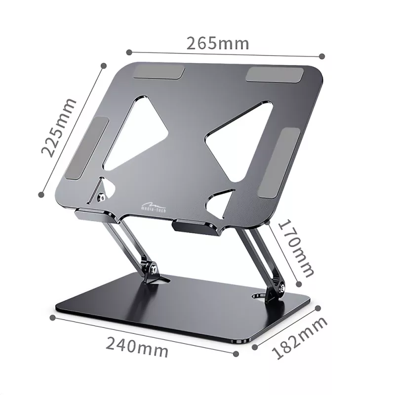 Laptop-Ständer MEDIA-TECH MT2661 — höhenverstellbar, faltbares Aluminium-Design für Notebooks bis 17 Zoll
