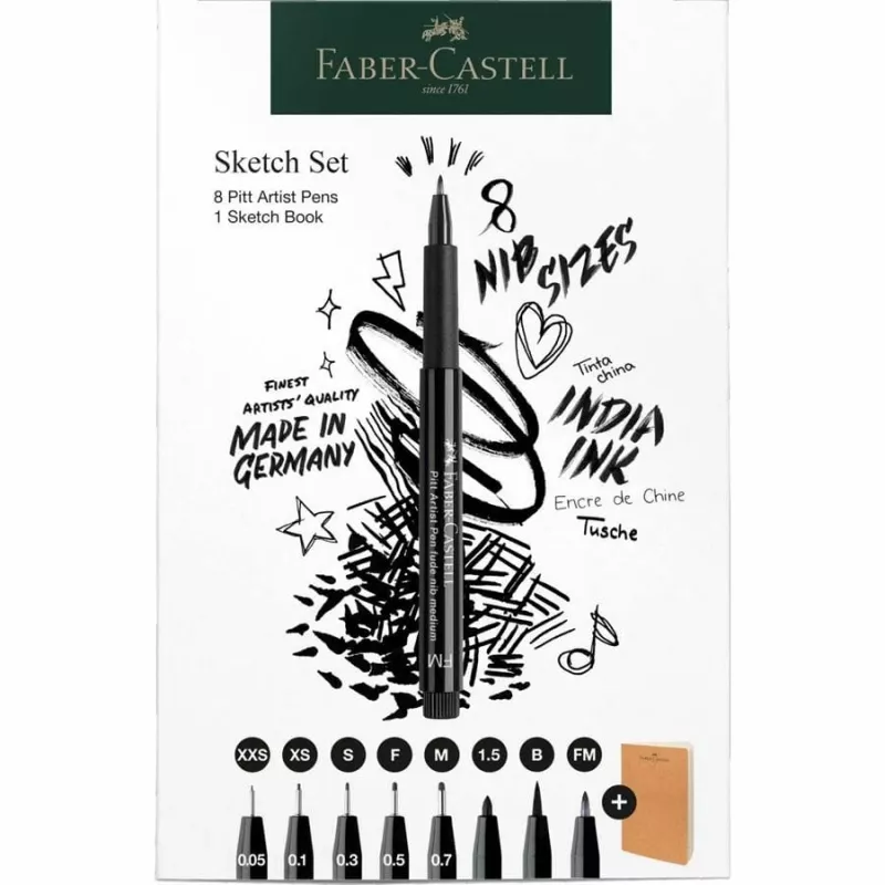 Faber-Castell 267102 Fineliner Multi Schwarz 8 Stück Rundspitze