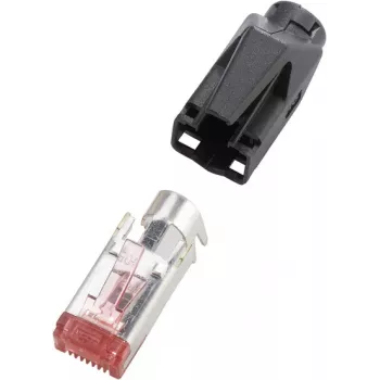 renkforce RJ45-Stecker TM21 CAT 6, geschirmter Stecker, gerade Pol: 8P8C H9561.4-10 Schwarz H9561.4-10 10 Stück (H9561.4-10)