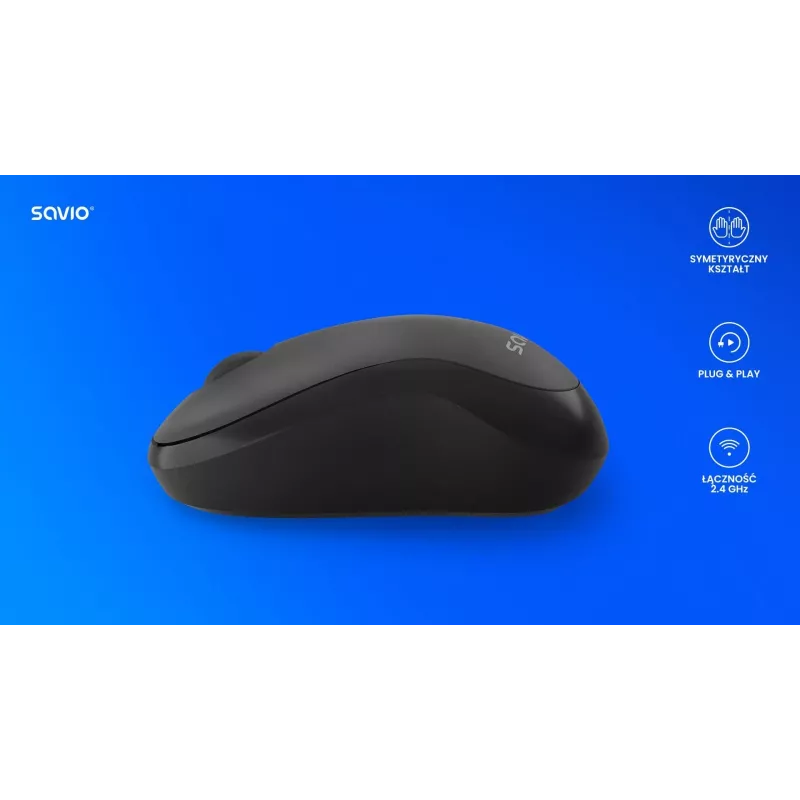 Kabellose Maus SAVIO MB-03, Bluetooth-Schnittstelle, 1000 DPI, Batterie AA, 99×60×39 mm, 51 g, Empfänger im Lieferumfang