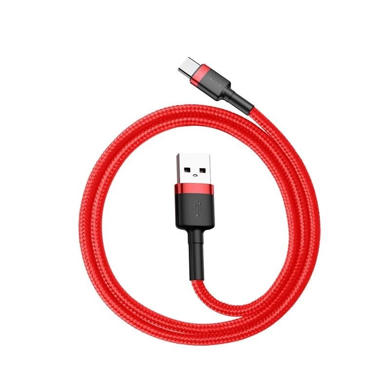 USB-2.0-A-auf-USB-C-Kabel Baseus CATKLF-B09 1m QC3.0 Nylongeflecht rot, Schnellladung und Datensynchronisation