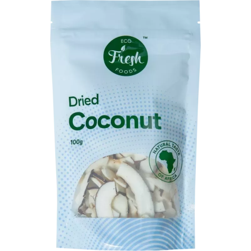 Getrocknete Kokosnuss Eco fresh foods 100 g – geraspelte getrocknete Kokosraspeln, 100-g-Packung