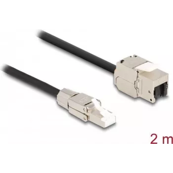 DeLOCK Kabel RJ45-Stecker Feldkonfektionierung auf Keystone-Modul RJ45-Buchse Cat.6A 2 m