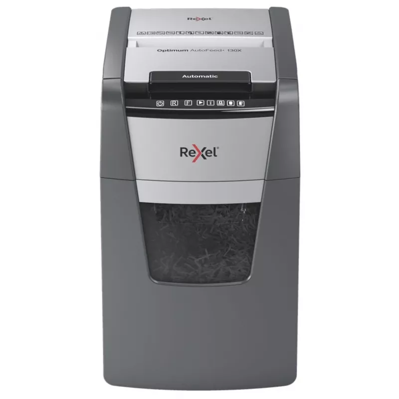 Rexel Optimum AutoFeed+ 130X Aktenvernichter Kreuzschnitt 55 dB 22 cm Schwarz, Silber