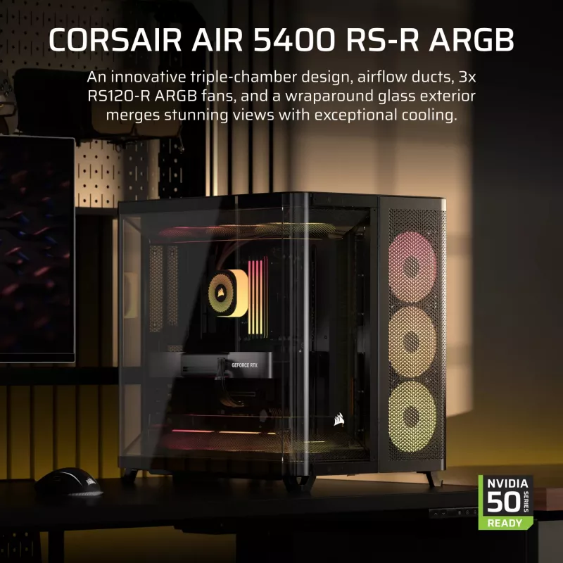 PC-Gehäuse Corsair AIR 5400 RS-R ARGB Midi Tower Schwarz