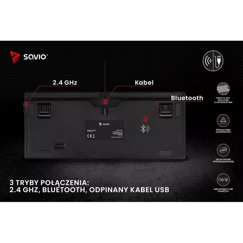 Savio Phenix SAVGK-RED Gaming-Tastatur USB RF Wireless Bluetooth QWERTY