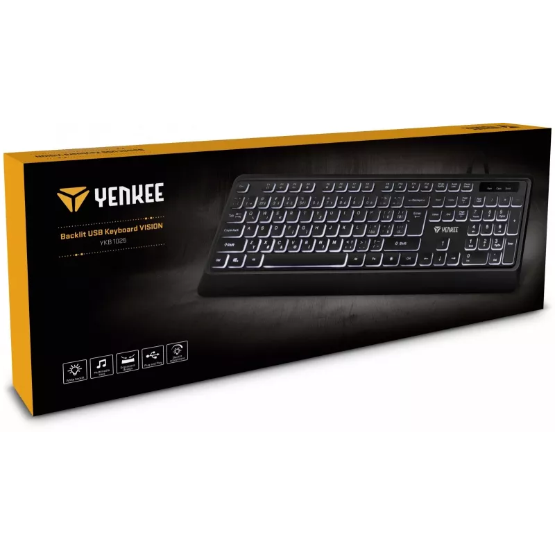 Leise USB-Tastatur mit Hintergrundbeleuchtung und flachen Tasten