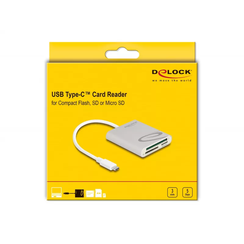 Kartenleser DeLOCK 91005 USB 3.2 Gen 1 Type-C Grau CF MMC MicroSD