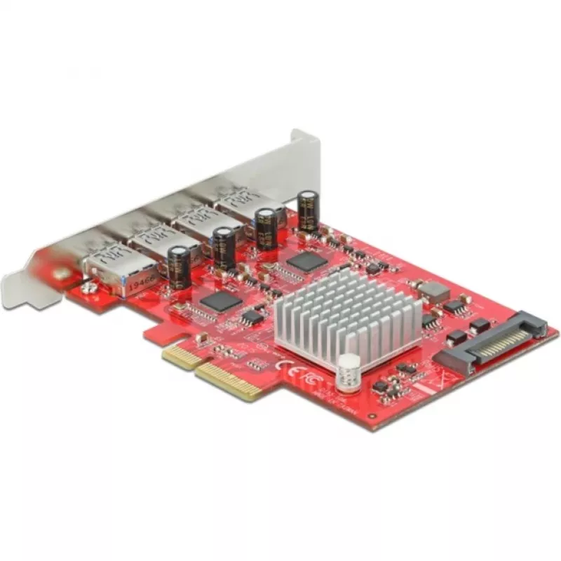 Delock PCI Express x4 Karte auf 4 x externen SuperSpeed USB 10 Gbps (USB 3.2 Gen 2) USB Typ-A Buchse - USB-Adapter - PCIe 3.0 x4 - USB 3.2 Gen 2 x 4 (90481)