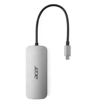 7-in-1 USB-C Dongle Acer — USB 3.2 Gen 1 Typ-C, 3x USB-A, HDMI, SD/MicroSD, 100W PD, Silber