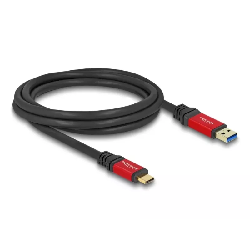 USB-Kabel DeLOCK 80618 10 Gbit/s Typ-A auf Typ-C 2m Rot Metall
