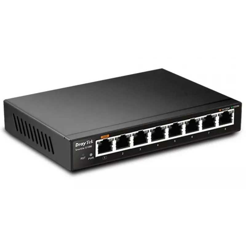 Unmanaged L2 Gigabit Ethernet Switch Draytek VigorSwitch G1080 Schwarz