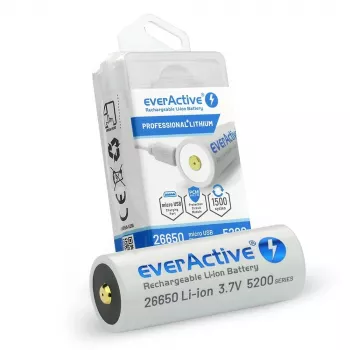 Wiederaufladbarer Akku everActive EV26650-52M 3,7V 5200mAh mit Micro-USB-Ladefunktion