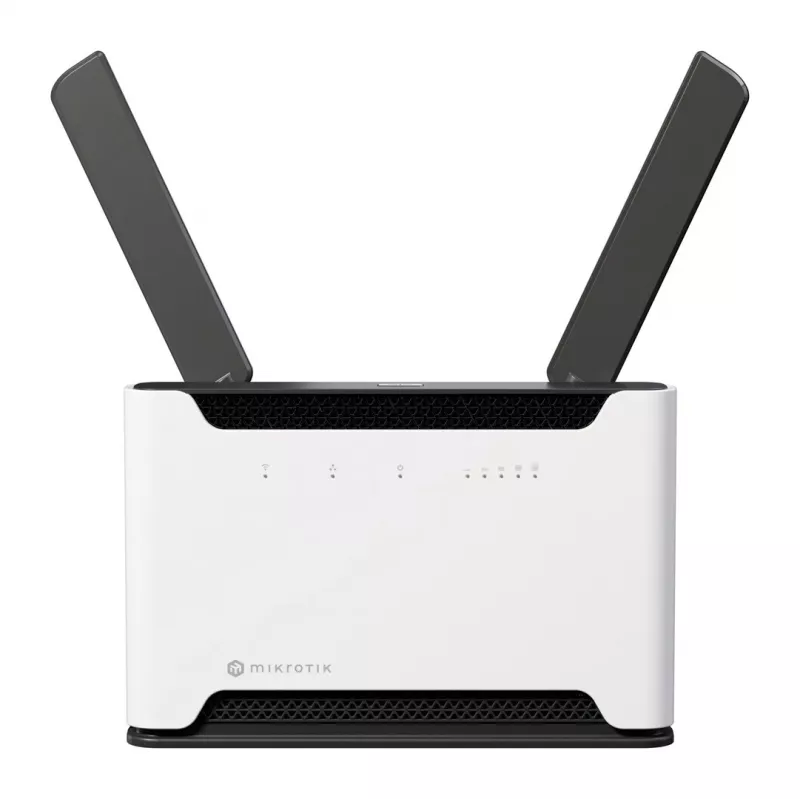 WLAN-Router MikroTik Chateau PRO ax — Dualband 2,4/5 GHz, 3548 Mbit/s, PoE, 5x LAN, 2 externe Antennen, grau/weiß