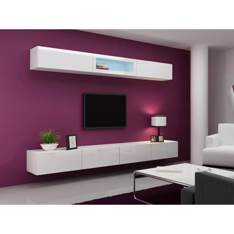 Cama Wohnzimmer-Schrankset VIGO 12 weiß/weiß glänzend