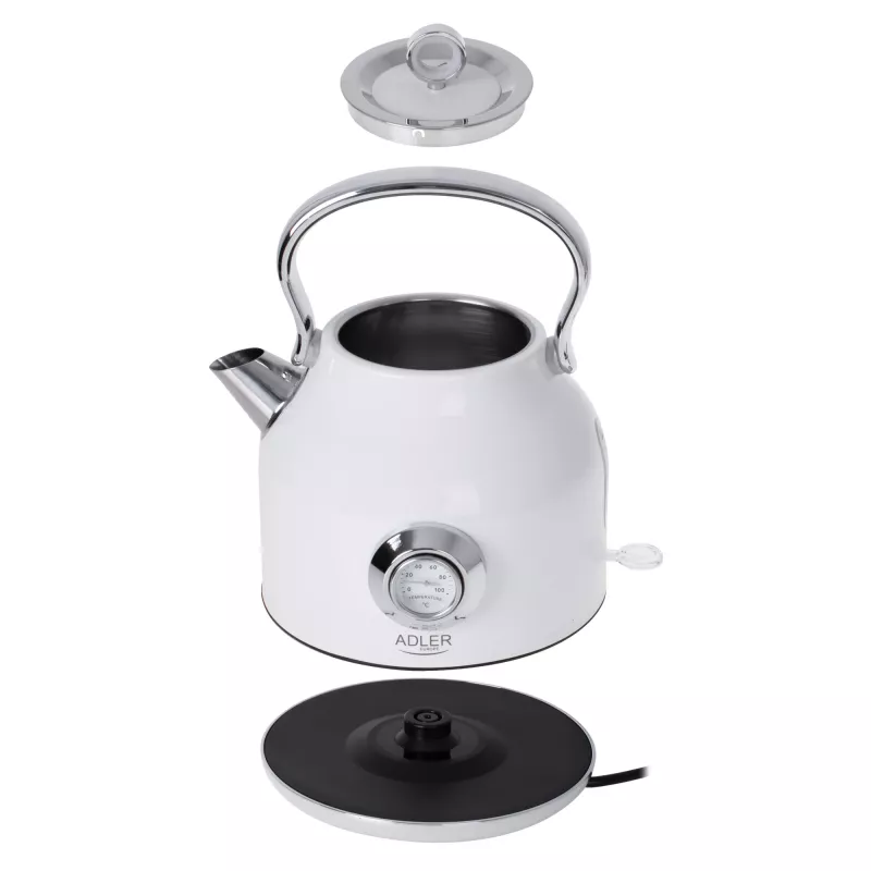 Elektrischer Wasserkocher Adler 1,7 l 2200 W Metallic White