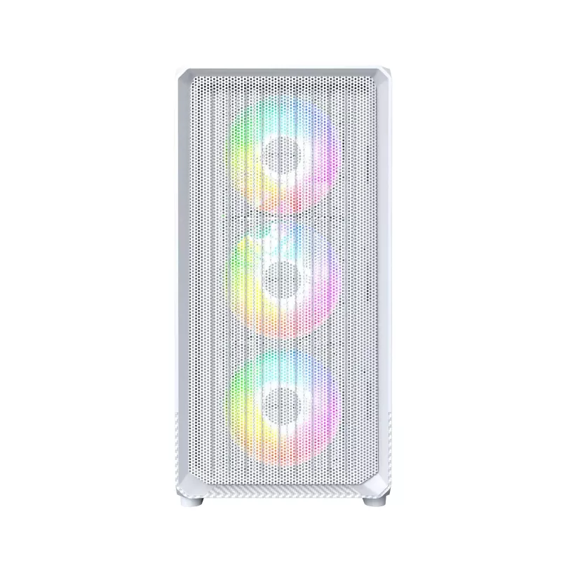 PC-Gehäuse Montech X5M (W) Micro Tower, Weiß — Micro-ATX/Mini-ITX, unterstützt ATX-Netzteile, 3x120 mm vorne, 1x120 mm hinten, 2x 3,5-Zoll-Schächte, 4x 2,5-Zoll-Schächte
