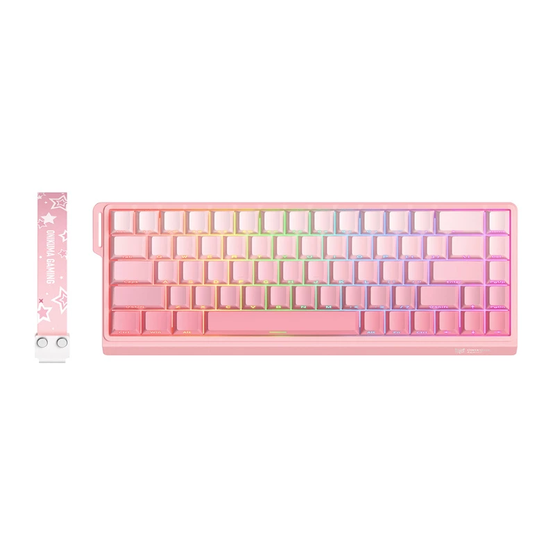 Kabelgebundene Gaming-Tastatur Onikuma G69 — pink, USB-Anschluss, Full-Size-Layout