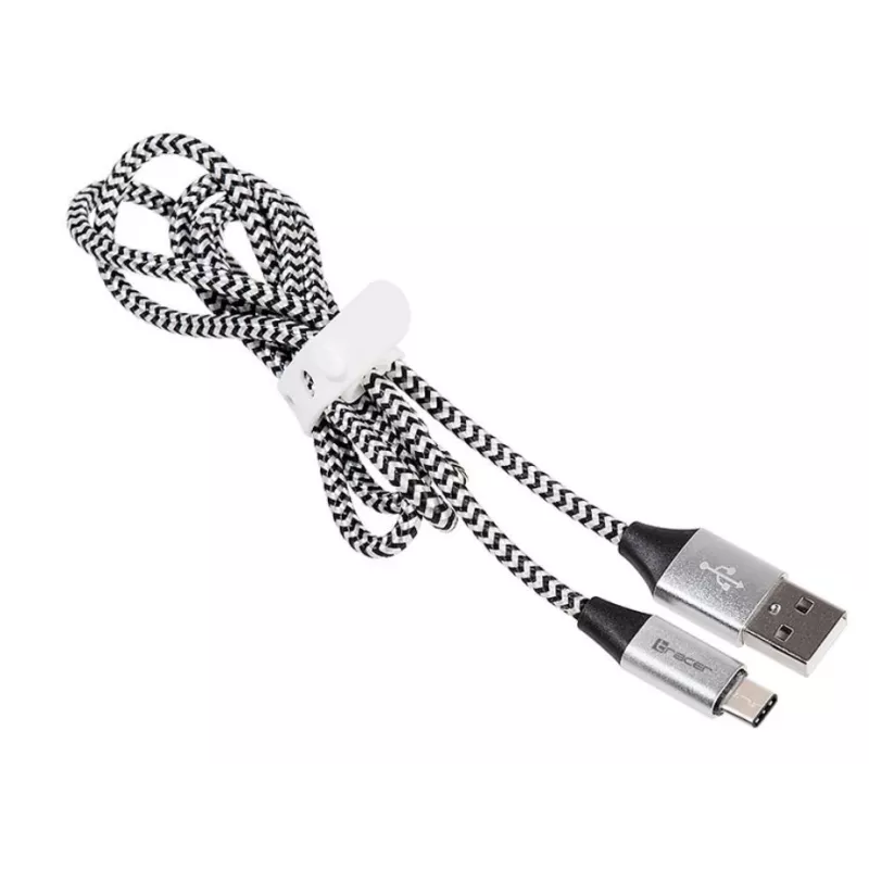 Kabel USB 2.0 Typ-C Stecker - C Stecker 1,0m schwarz-silber