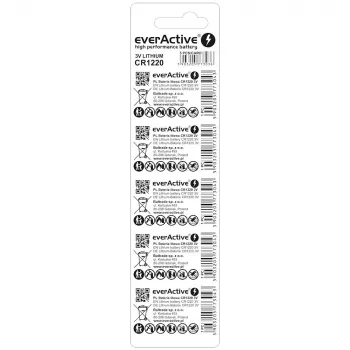 Knopfzellen-Lithiumbatterie everActive CR1220 — 3V, 40 mAh, 12,5×2 mm, Einweg, 5 Stk.