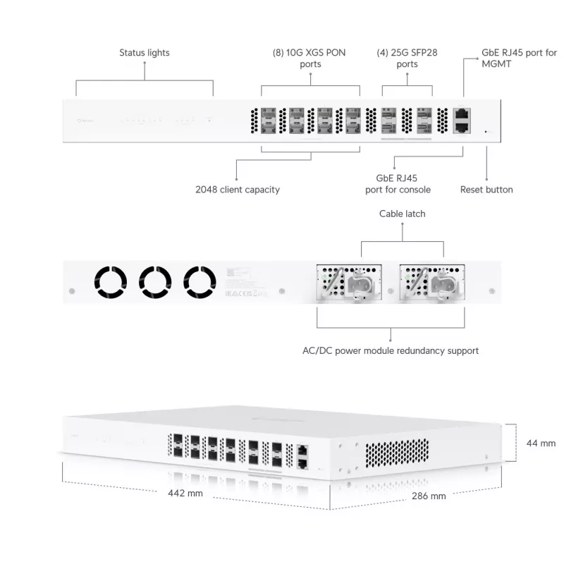 Managed Switch Ubiquiti UISP-FIBER-OLT-XGS 10 Gbit/s 1U