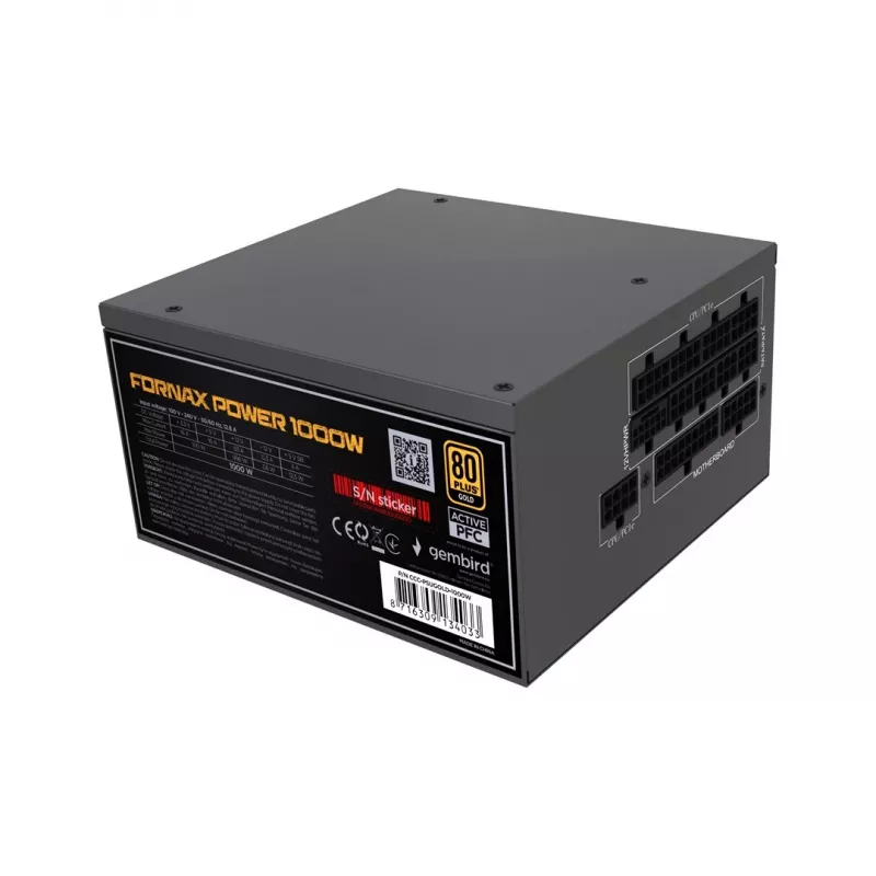 Gembird CCC-PSUGOLD-1000W Netzteil Fornax Power 1000W aktive PFC 12cm Lüfter 80+Gold