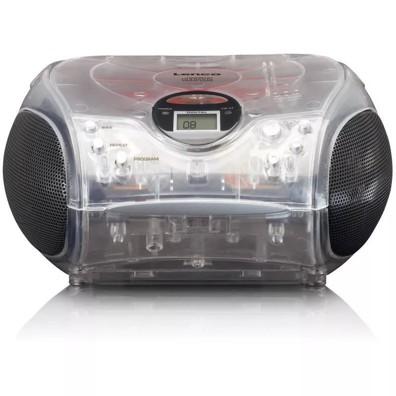 Tragbares Radio mit CD-Player Lenco SCD-24TR — FM, 4W Ausgang, LCD, Teleskopantenne, Netz-/Batteriebetrieb, 6×C-Batterien