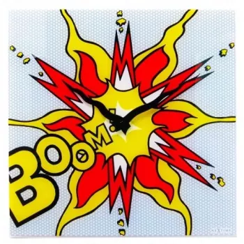 NeXtime Uhr 8173 Boom, 43x43 cm, Wanduhr, Rot/Gelb/Weiß