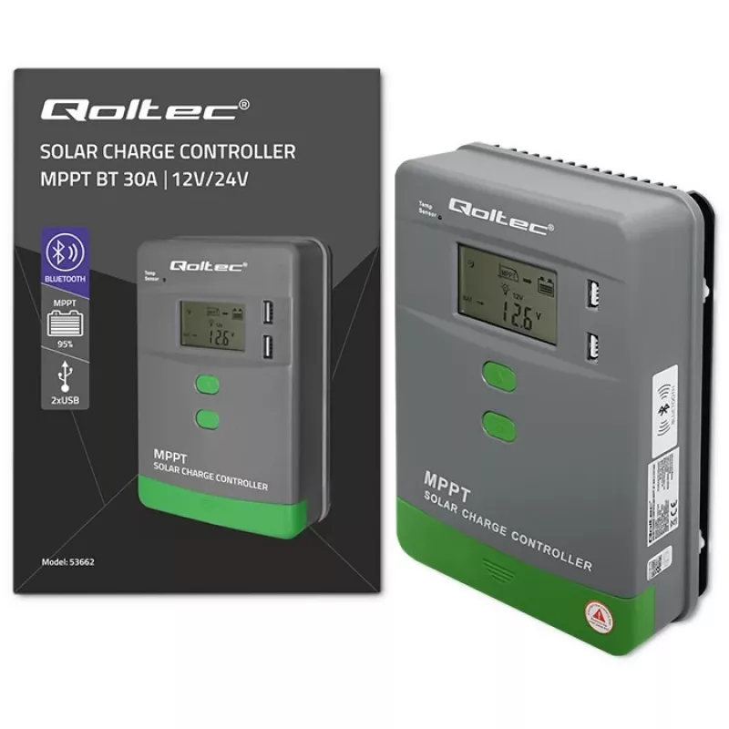 MPPT Solar-Laderegler QOLTEC 53662 mit Temperatursensor