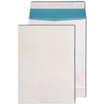 Faltversandtasche MAILmedia B4 mit Fadenverstärkung, weiß/blau, 140 g/m², 40 mm Falz