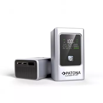 PATONA Platinum Powerbank Luxury One PD35 | 10000mAh | PD 35W | USB-C + USB-A Silber, Schwarz
